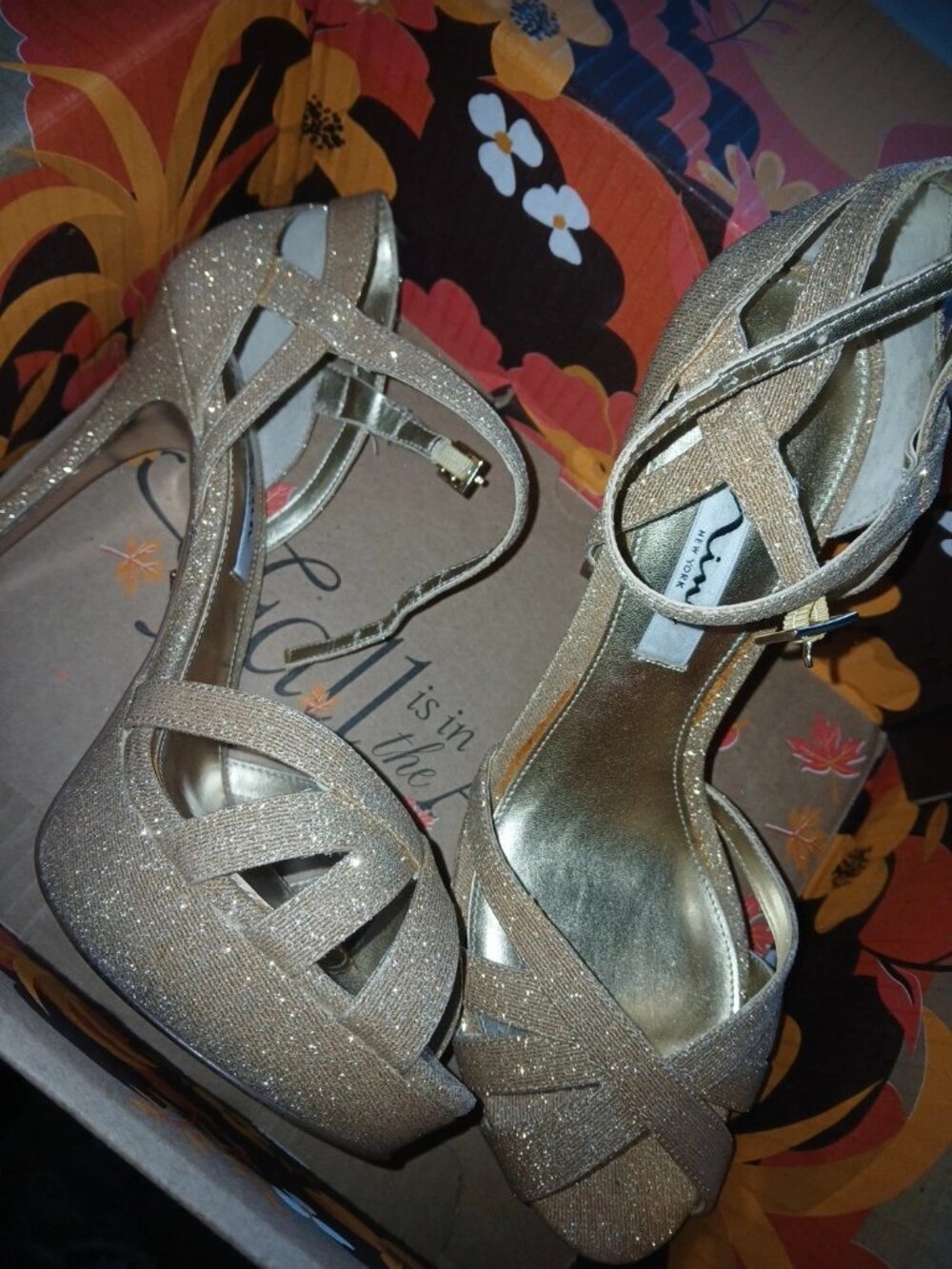 Nina gold high heels